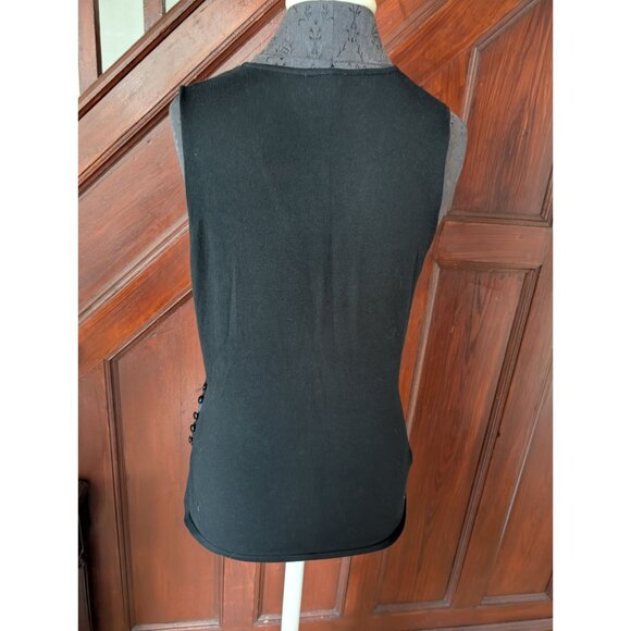 Ann Taylor Black Sleeveless Wrap Top With Side Button Detail Womens Size M - Picture 2 of 8
